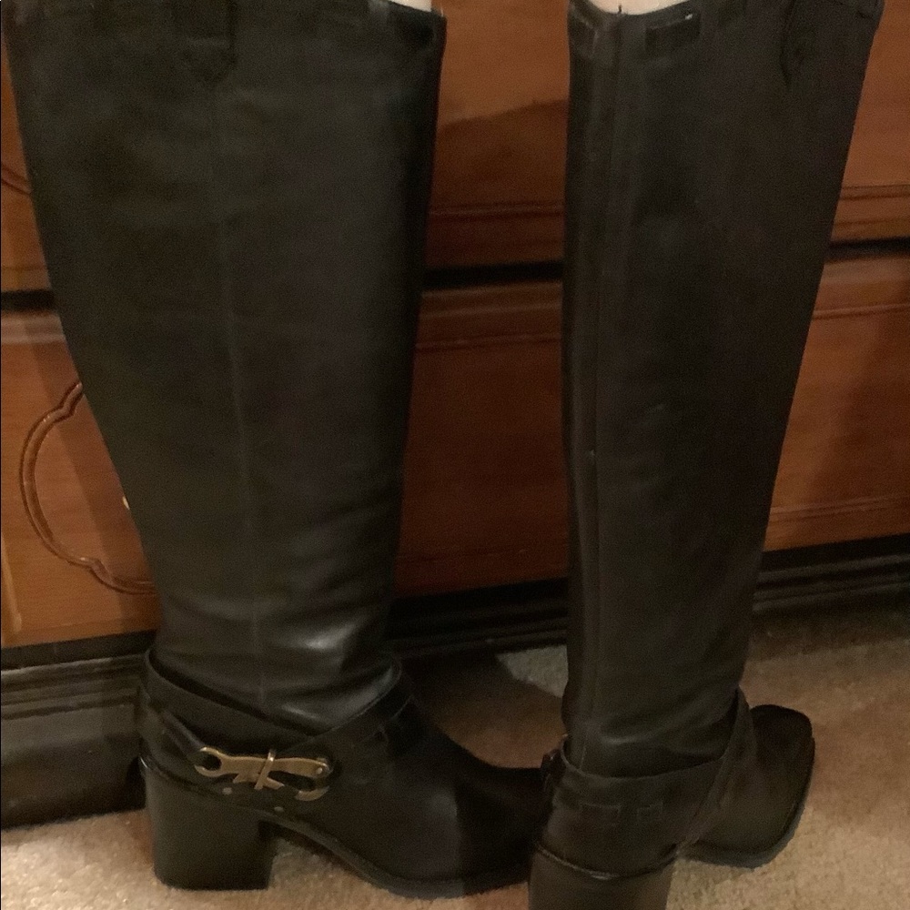 Jessica Simpson black leather boots Lanasi sz 10 40 LN! - Picture 2 of 3